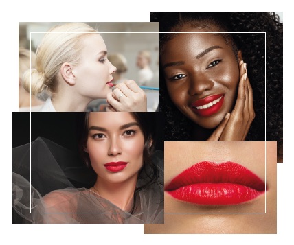 Scarlet lips make-up trend collage